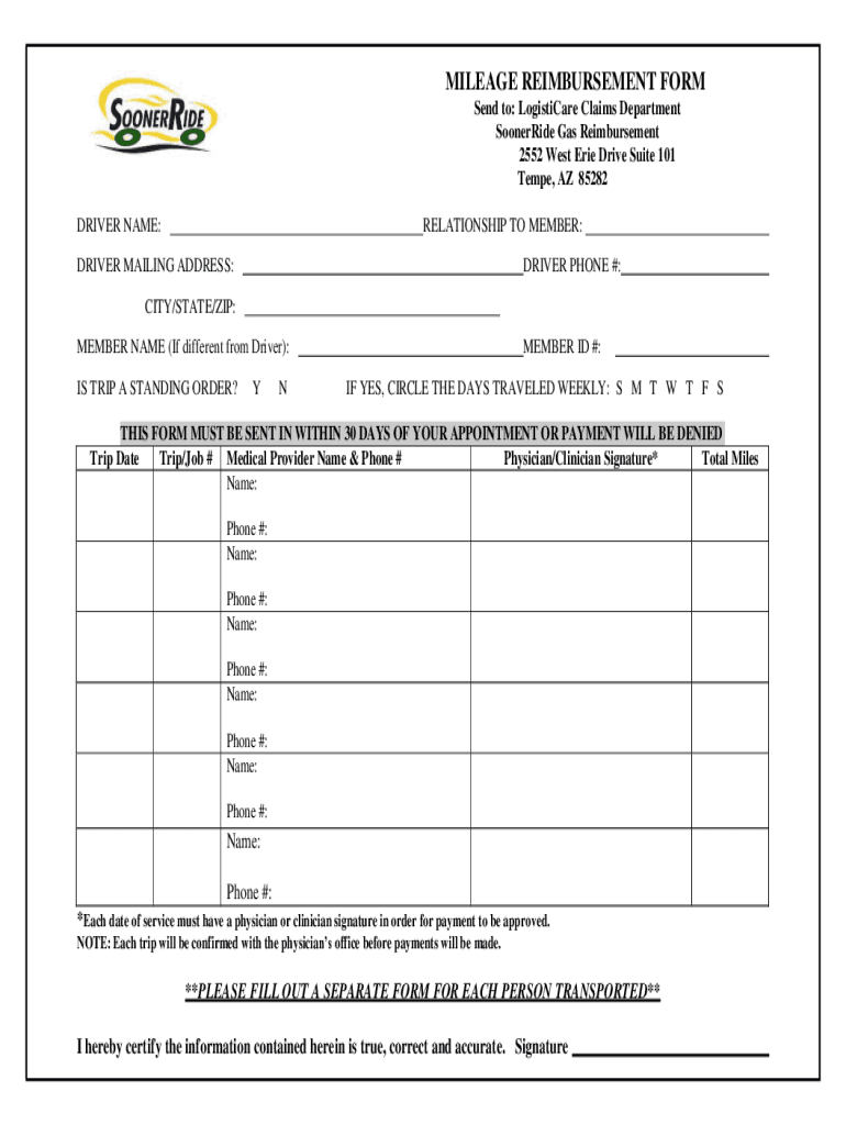 Soonerride Mileage Reimbursement Form