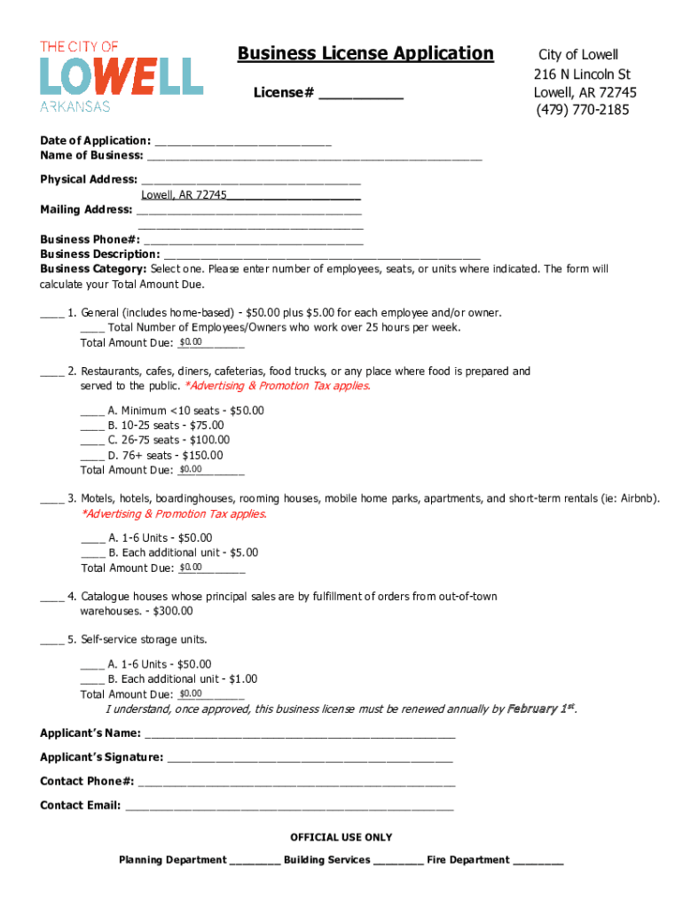 Fillable Online CITY of LOWELL BUILDING PERMIT APPLICATION  Form