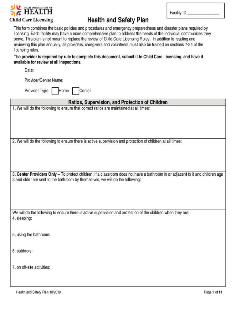 Childcarelicensing Utah GovformsAllHealth and Safety Plan Child Care Licensing