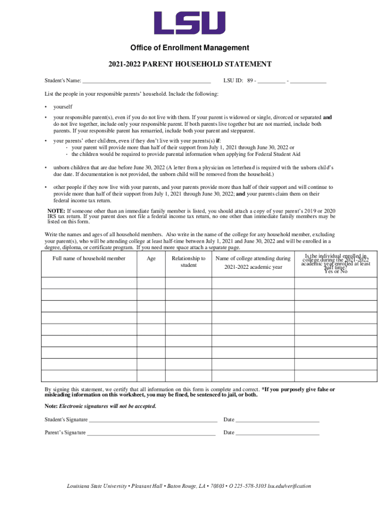 Office of Enrollment Management Lsu Edu  Form