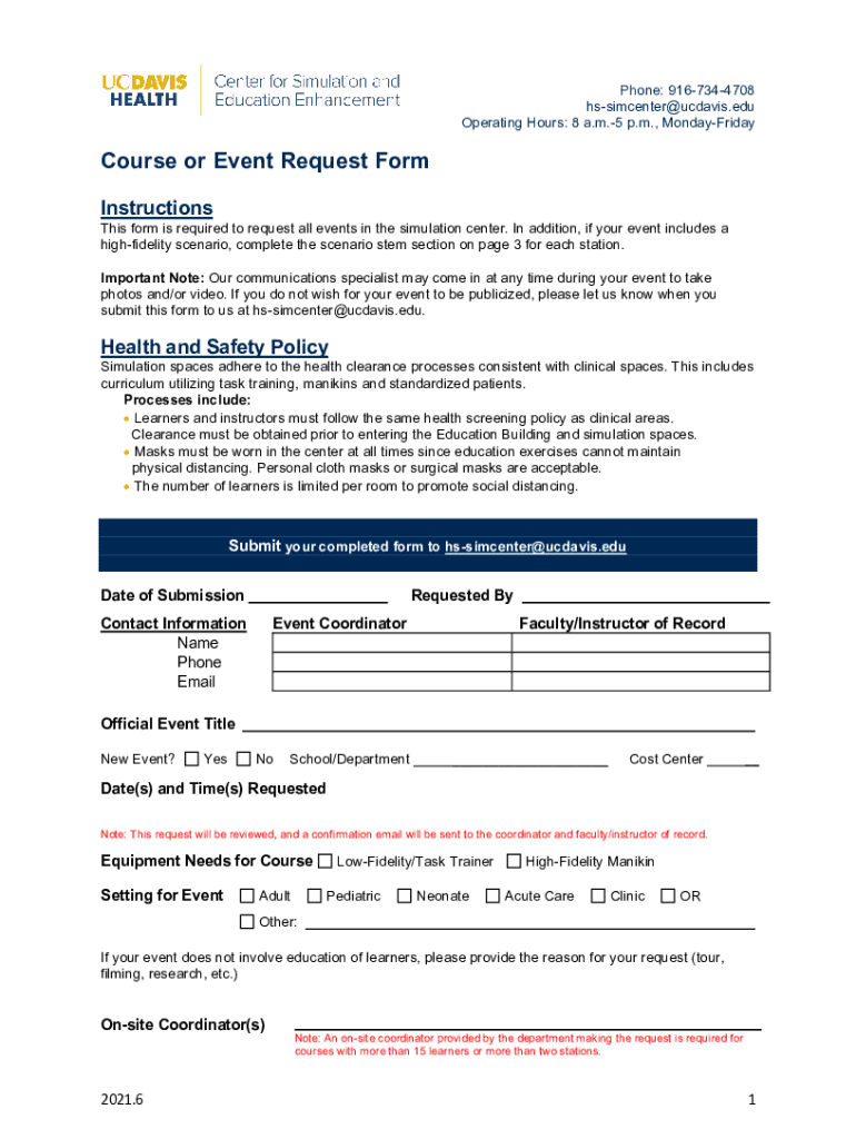 PDF Course or Event Request Form UC Davis Health