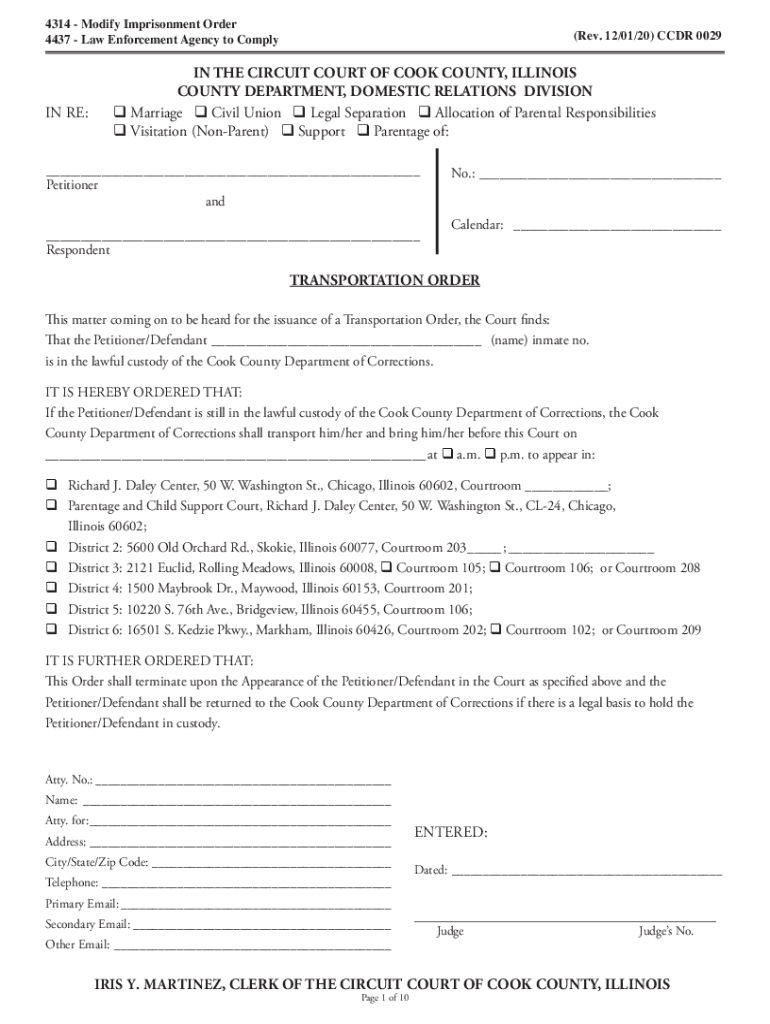 Circuit Court Cook County  Form