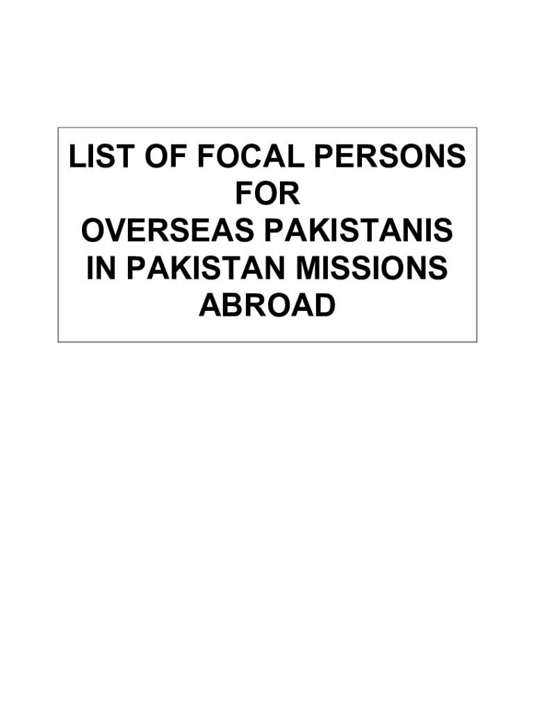 Pakistan Missions Abroad  Form