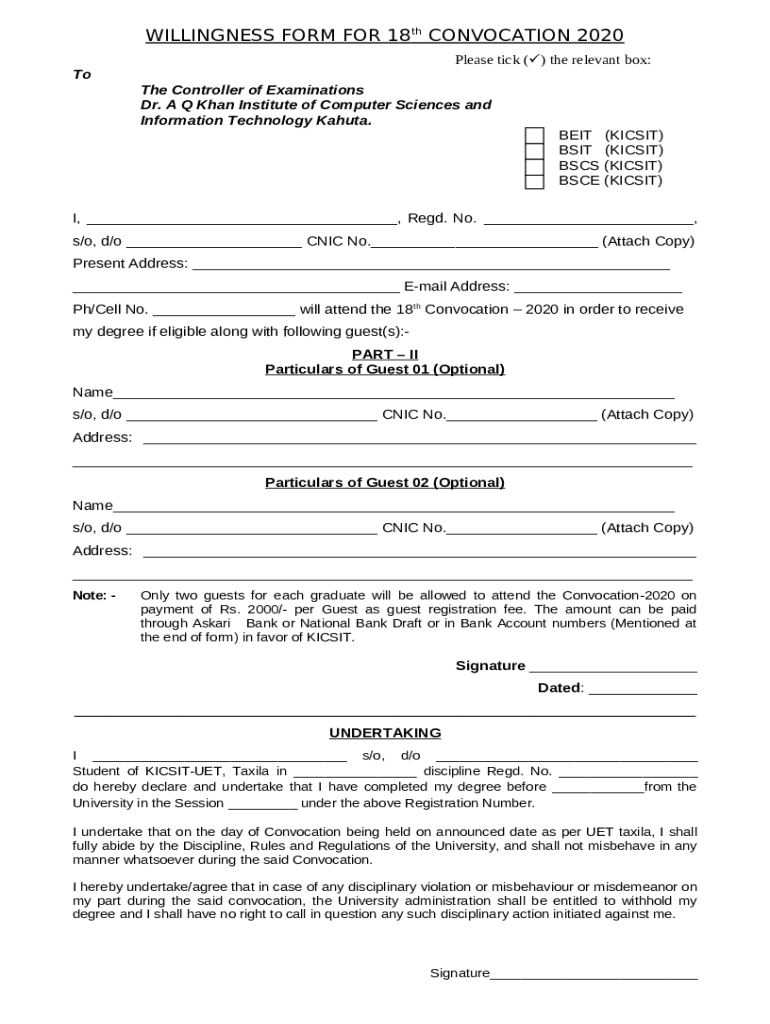Registration Form BSCS V Dr a Q Khan Kicsit Edu Pk