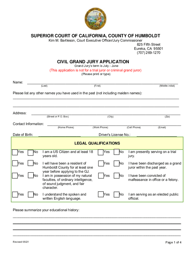 Civil Grand Jury FormsHumboldt County, CA Official Website