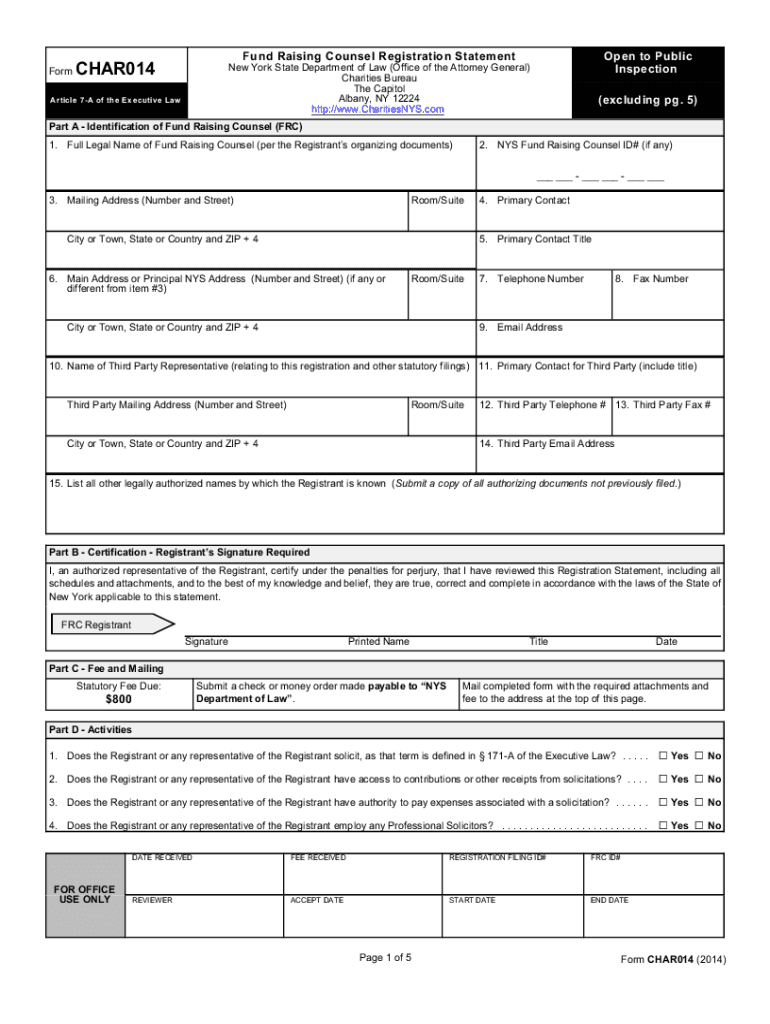  Fillable Online Form CHAR014 CharitiesNYS Com Fax Email 2014-2024