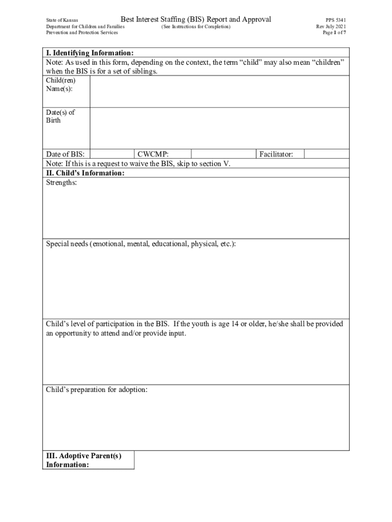 Instructions for Form PPS5341 &amp;quot;Best Interest Staffing Bis