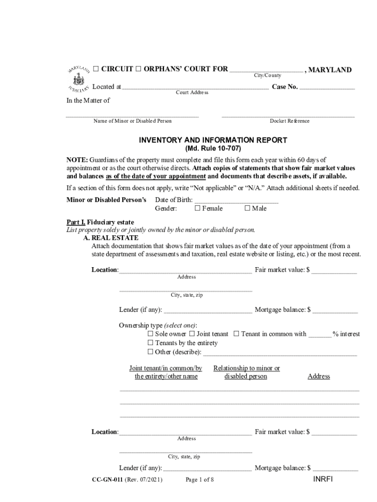 Maryland Inventory Form