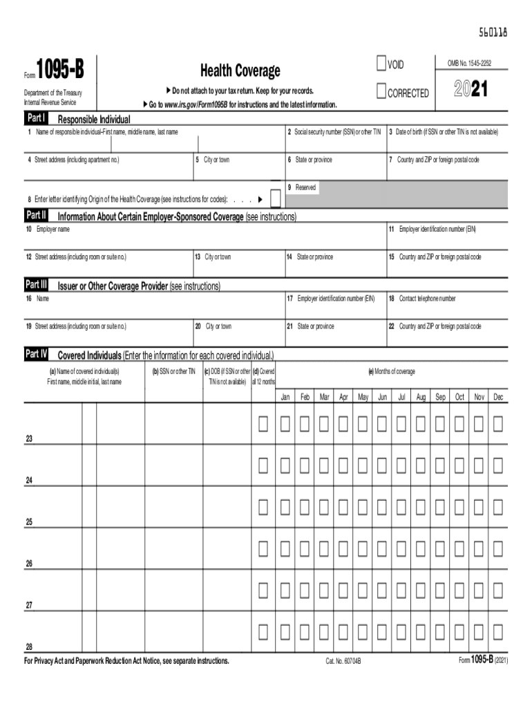  Form 1095 B Health Coverage 2021-2024