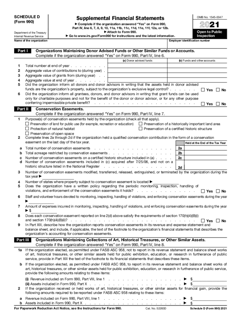  Schedule D Form 990 Supplemental Financial Statements 2021