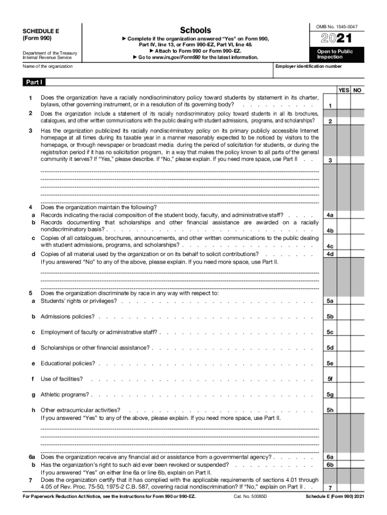  Www Irs Govpubirs Pdf2021 Schedule E Form 990 Internal Revenue Service 2021