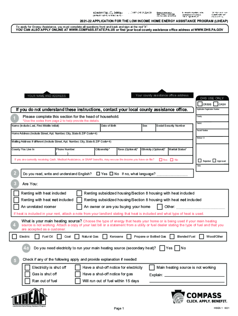 Fill 21 APPLICATION for the LOW INCOME HOME ENERGY  Form