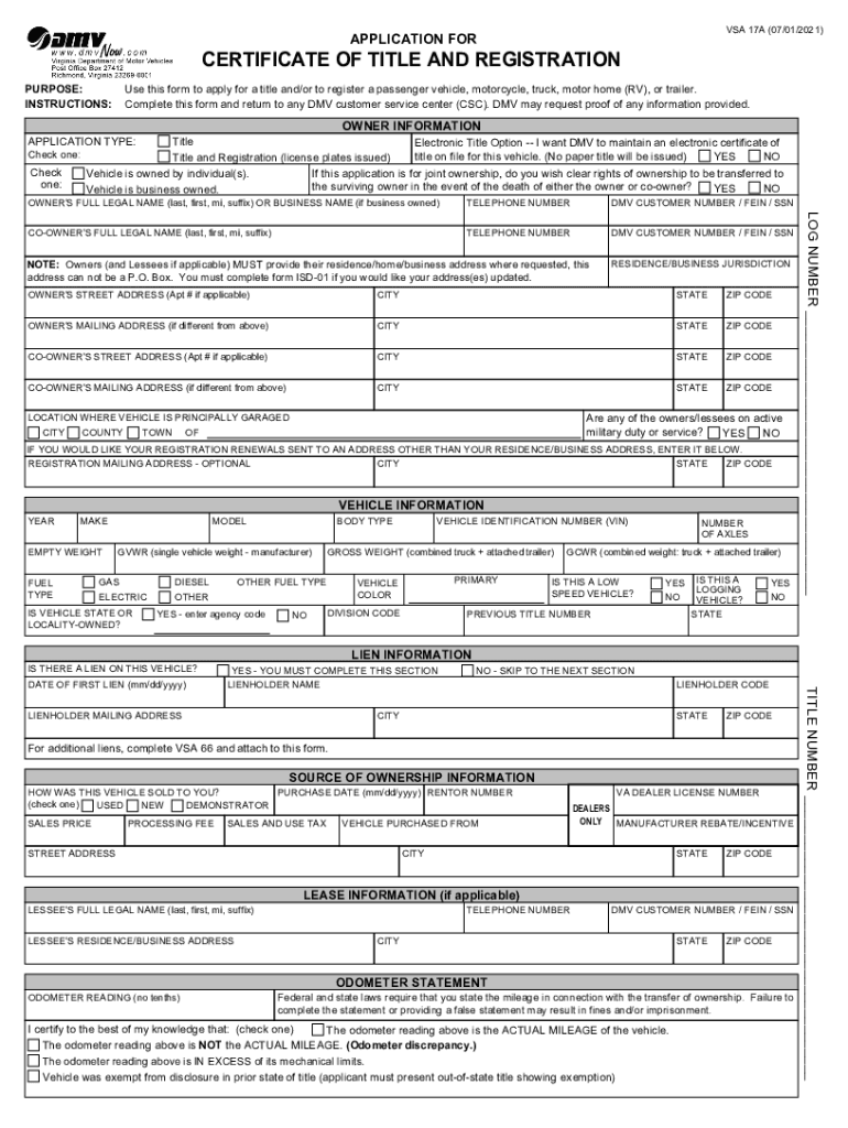  22 PDF VSA 17A APPLICATION for CERTIFICATE of TITLE and 2017