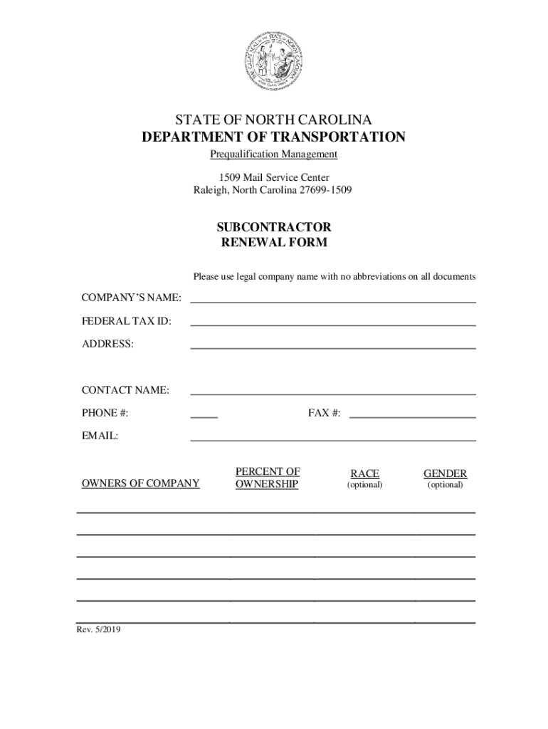 Get and Sign Connect Ncdot GovbusinessPrequalSTATE of NORTH CAROLINA DEPARTMENT of TRANSPORTATION 2019-2022 Form