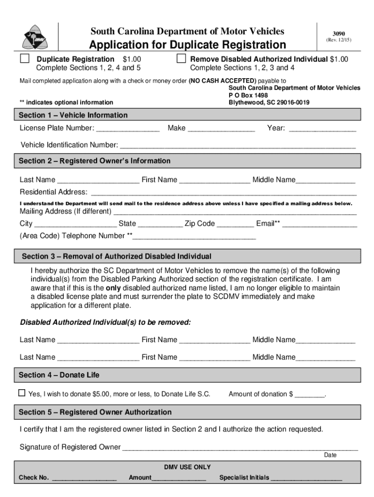  SC DMV Form 3090 PDF ETags Com 2015-2024