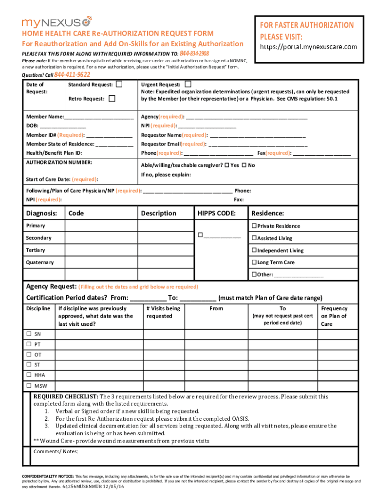  Please Note Authorization Request Must Home MyNEXUS 2016-2024