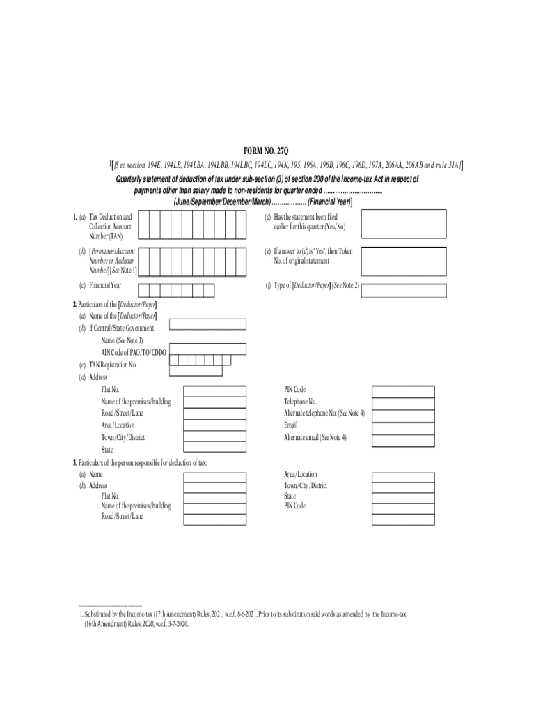 Www Incometaxindia Gov InFormsIncome Tax RulesFORM NO 27Q See Section 194E, 194LB, 194LBA, 194LBB, 194LBC