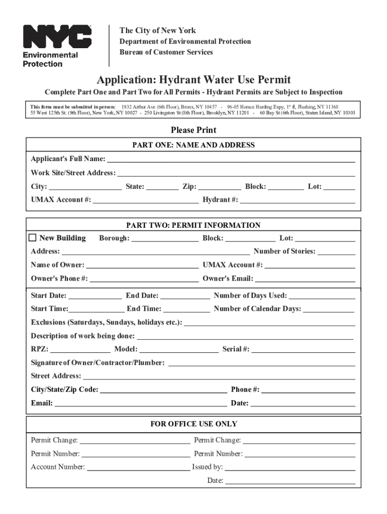  Hydrant Water Use Permit Application 2024