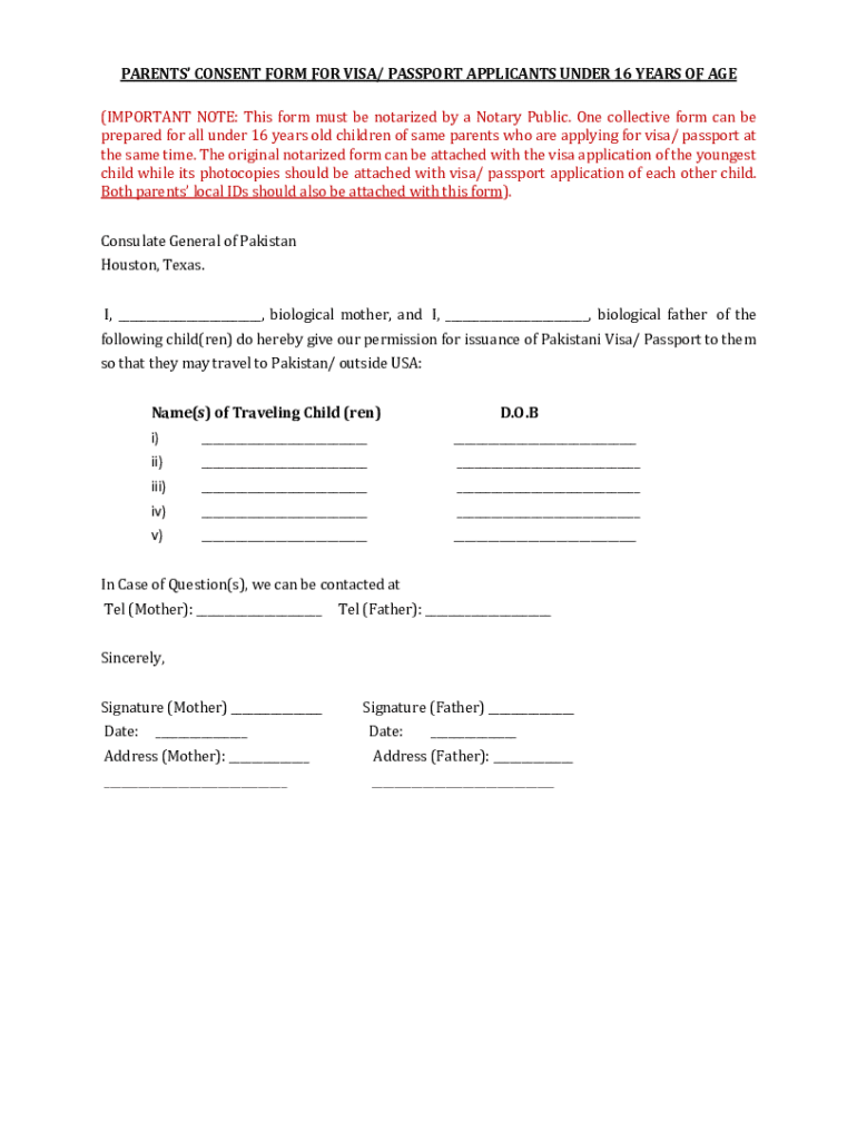 Consent Form Visa