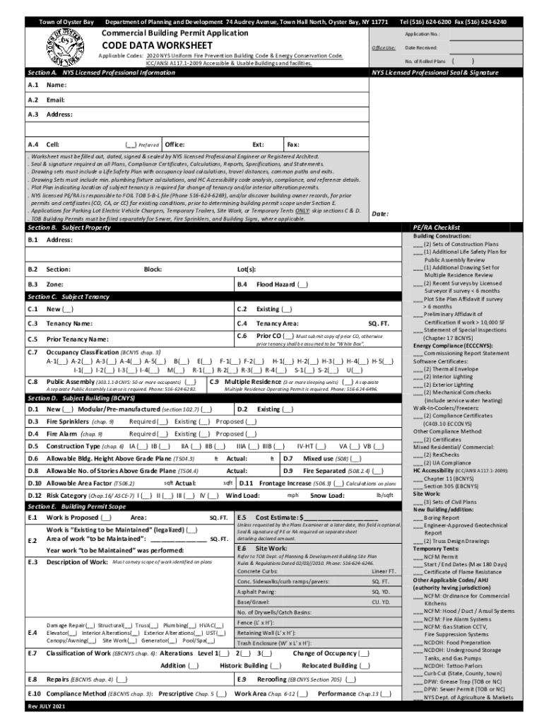 Oyster Bay Planning &amp;amp; Development Oyster Bay Opening  Form