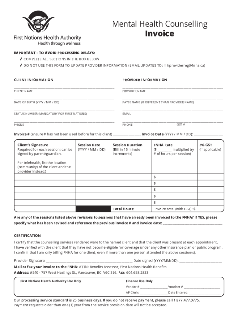 Mental Health Counselling Invoice Template Republic  Form