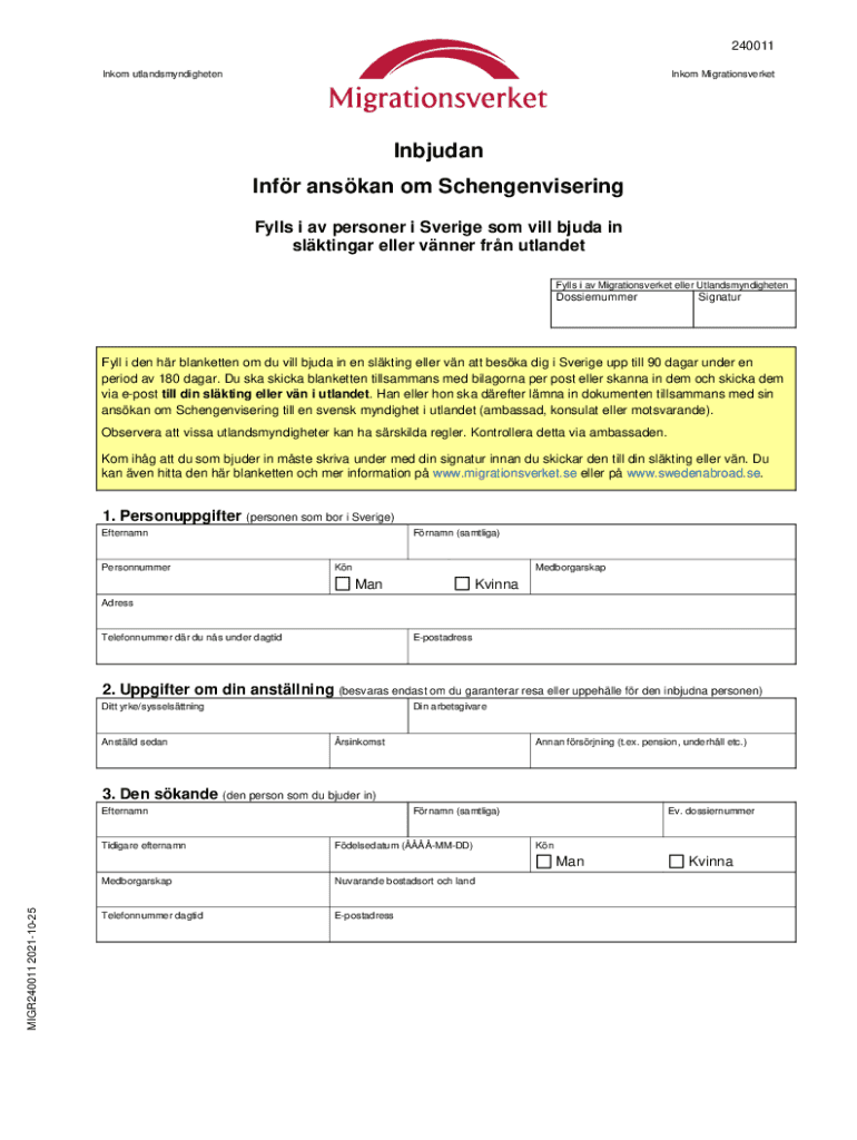 Invitation Before Application for Schengen Visa  Form