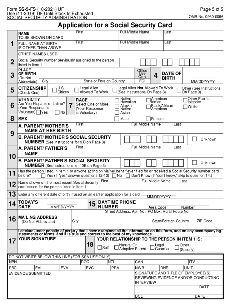  Forms Social Security 2021-2024