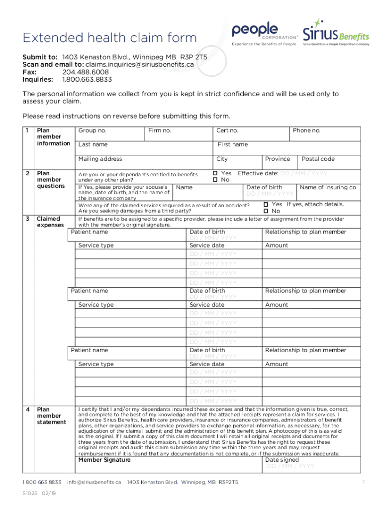 Extended Health Claim Form