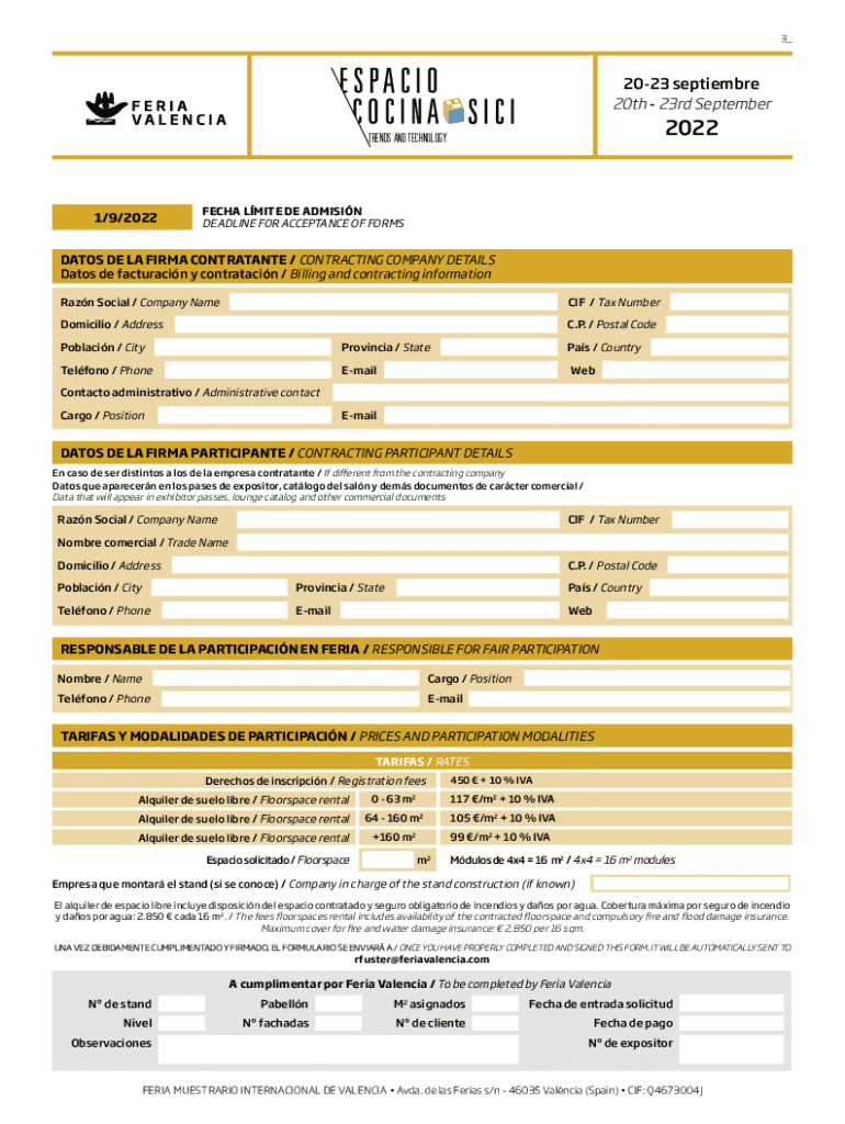 Fillable Online Formulario De Inscripcin Exhibitors
