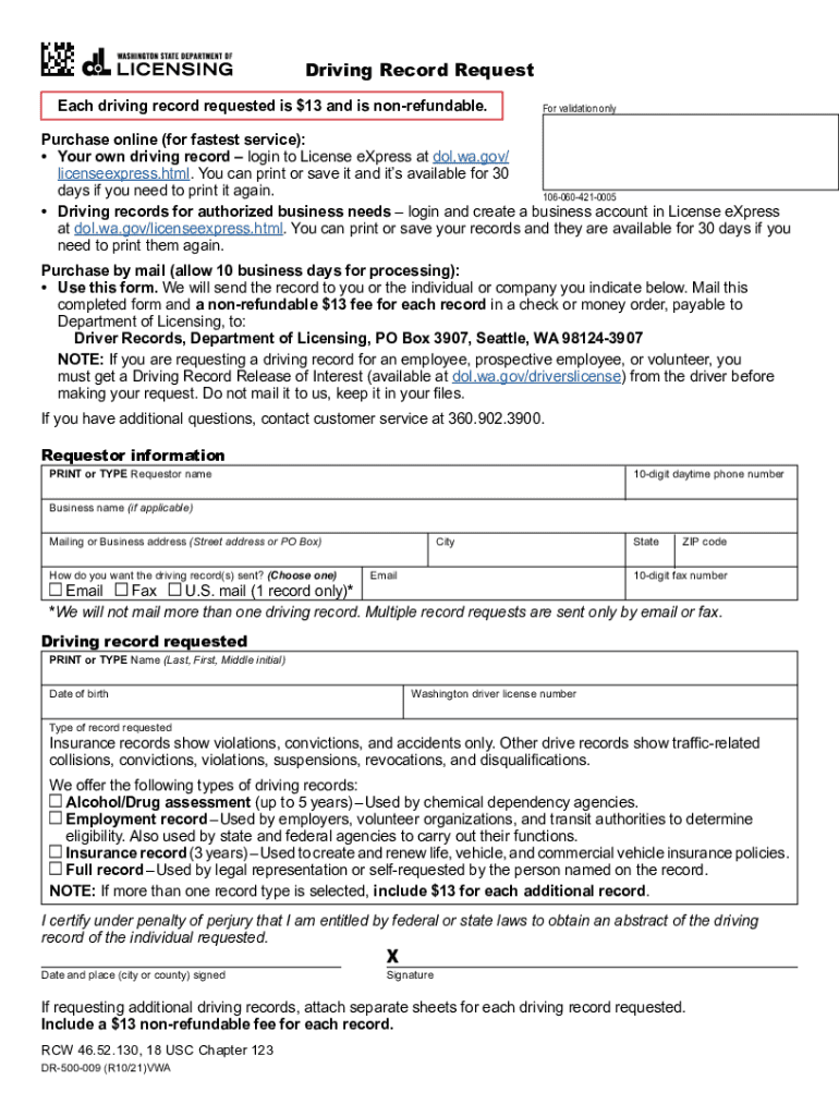 Get the Driving Record Request Form pdfFiller Com