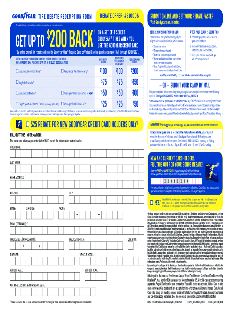 Goodyear Rebate Form