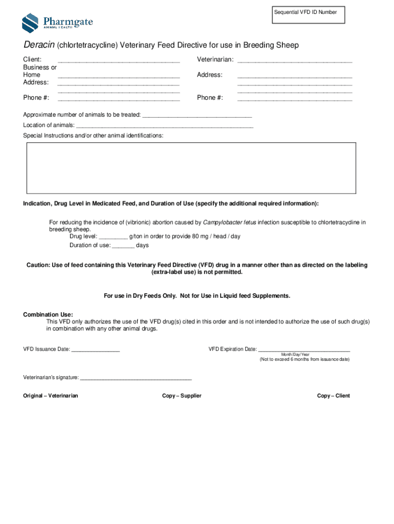 Pennchlor Chlortetracycline Veterinary Feed Directive  Form