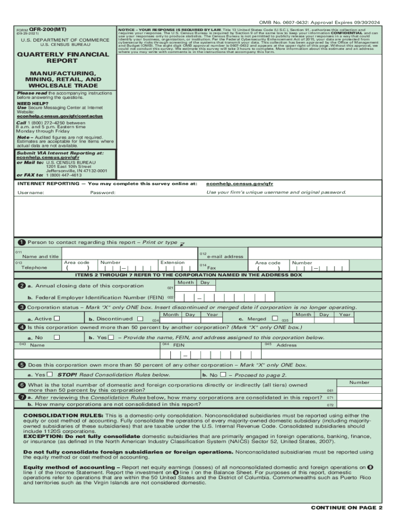  Fillable Online Form QFR 200MT Quarterly Financial 2021-2024