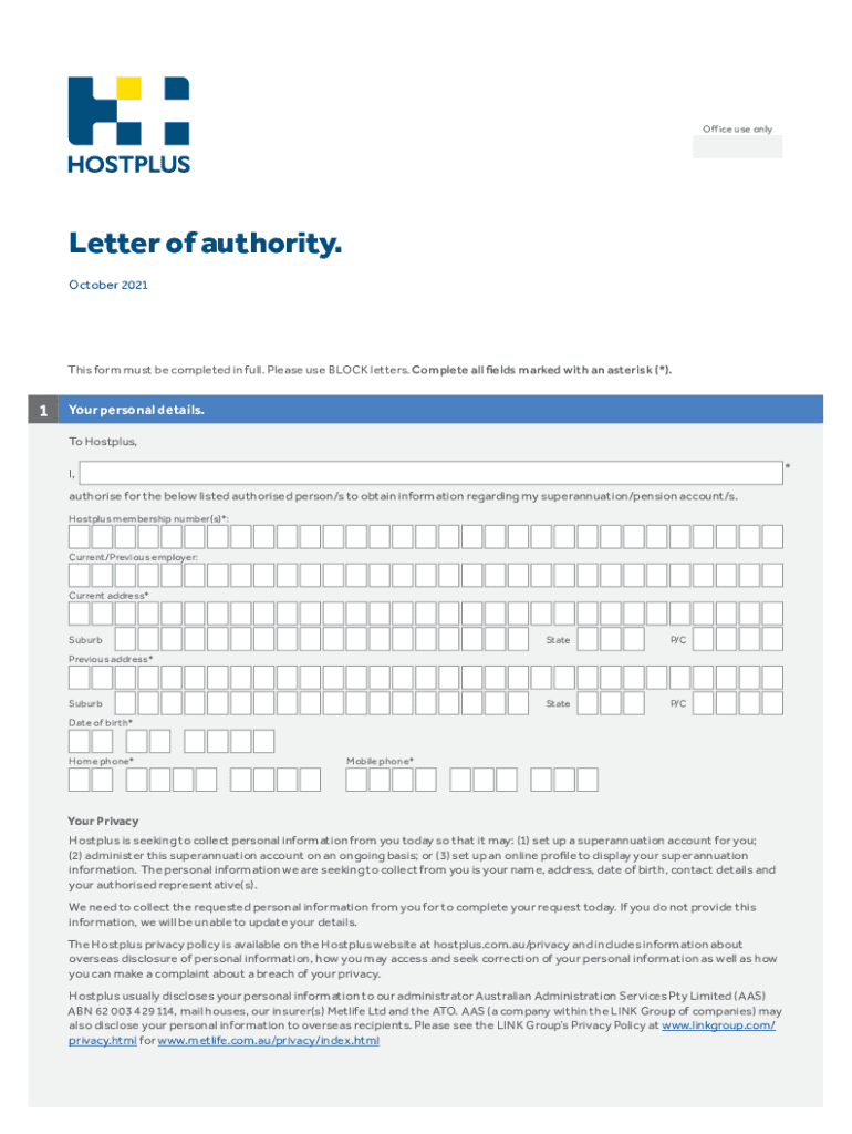  Hostplus Letter 2021-2024