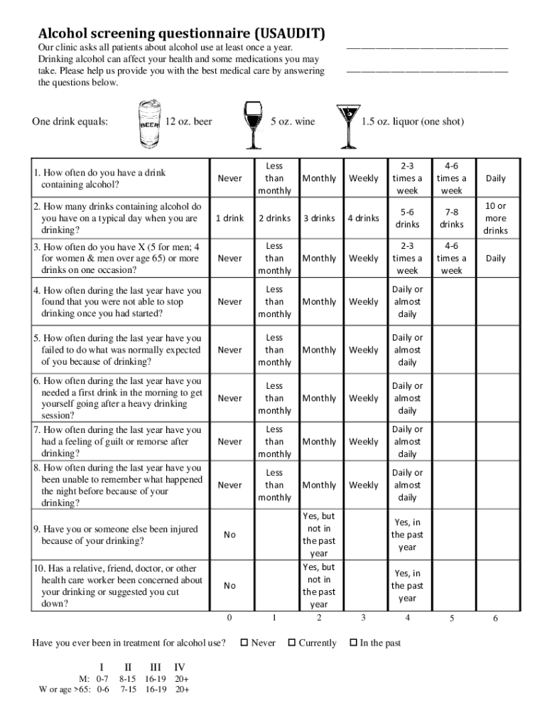 Alcohol Screening Questionnaire SAUDI Our Clinic  Form