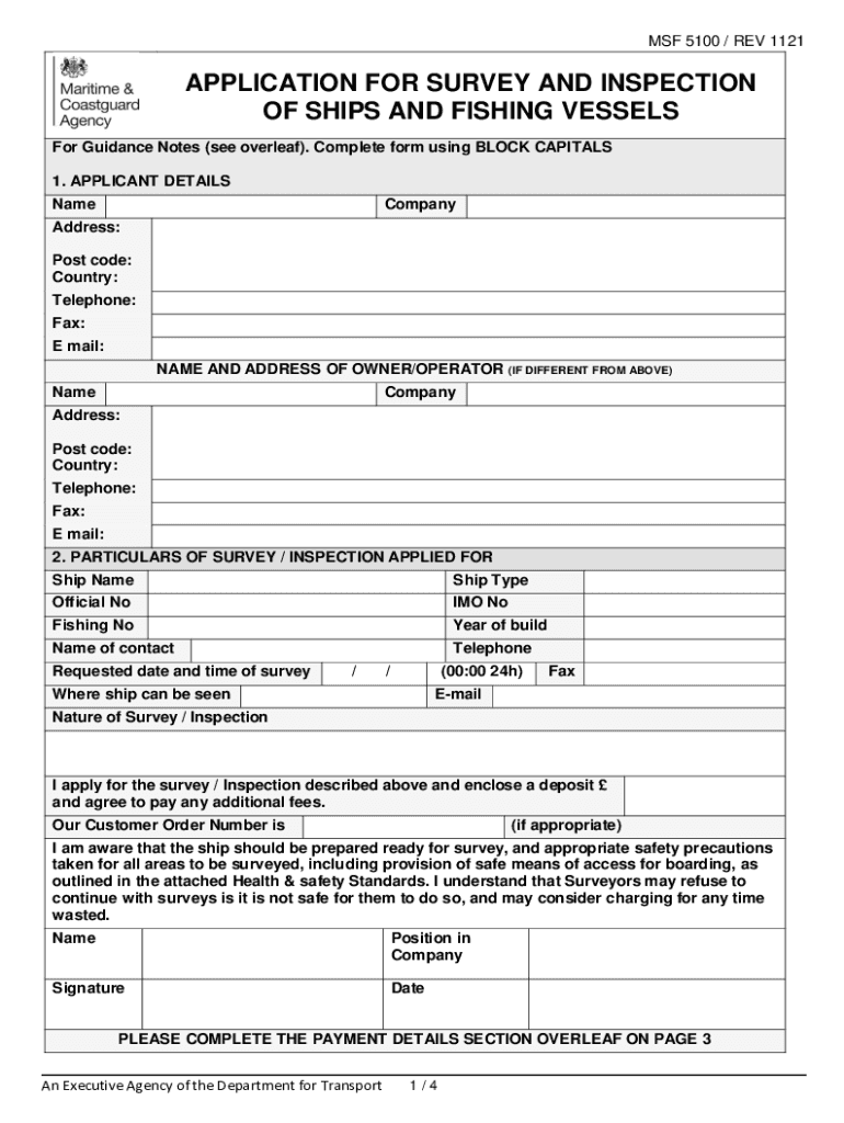 Applicant Survey and InspectionChequePayments  Form