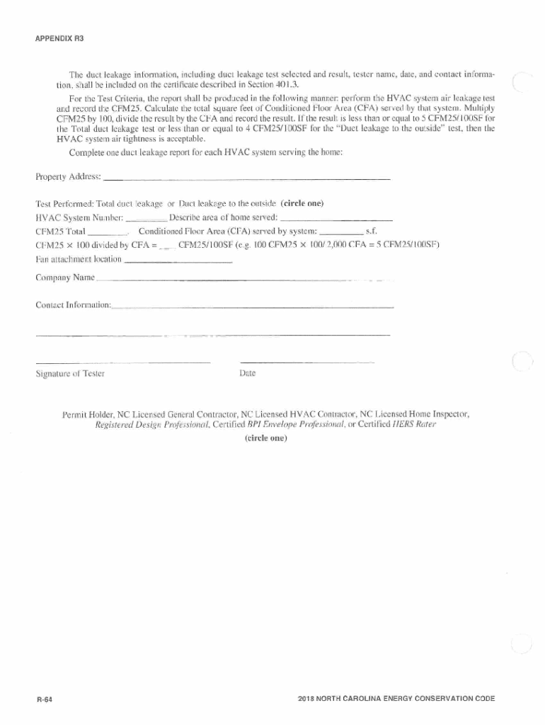 Nc Duct Leakage Test Form