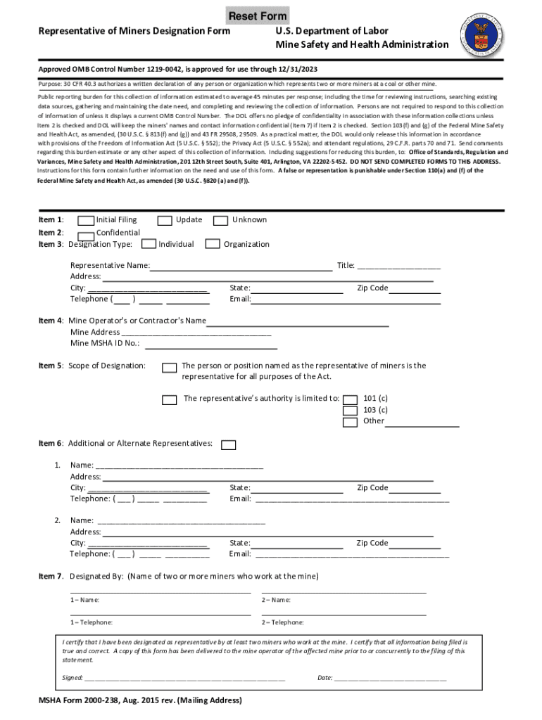 Forms &amp;amp; Online Filing Mine Safety and Health Administration