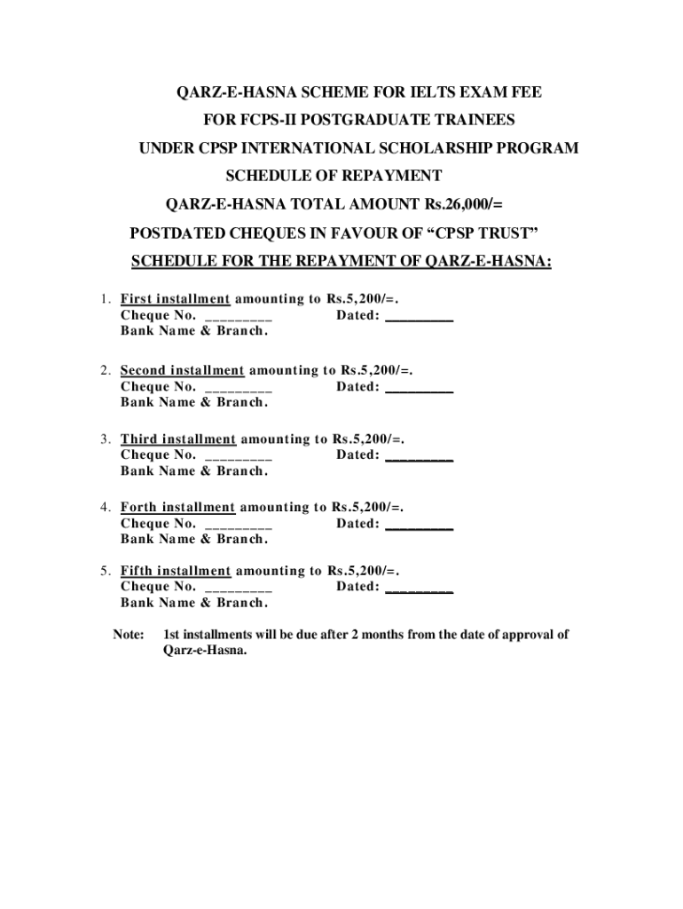 QARZ E HASNA TOTAL AMOUNT Rs 26,000 Cpsp Edu Pk  Form
