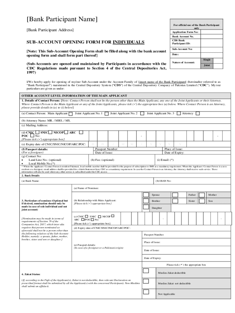 Bmatrade ComdownloadsSUB ACCOUNTOPENINGFORMSUB ACCOUNT OPENING FORM for INDIVIDUALS