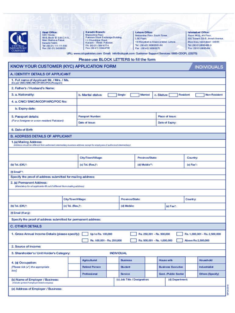 Know Your Customer Application Individual Form