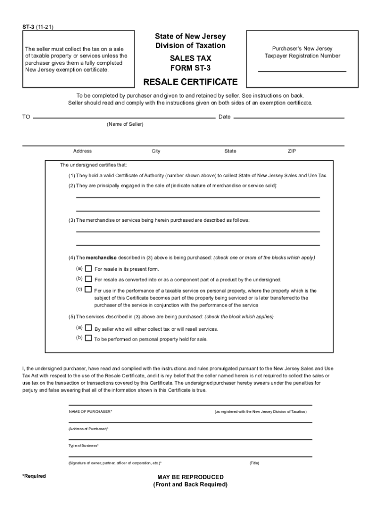  ST-3 Resale Certificate 2021