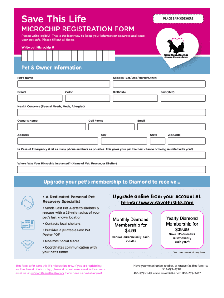  Microchip Registration Form 2020-2024