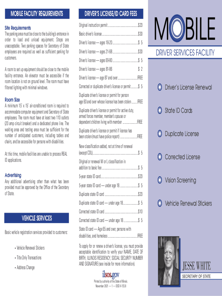 Illinois Secretary of State Mobile Driver Services Facility  Form