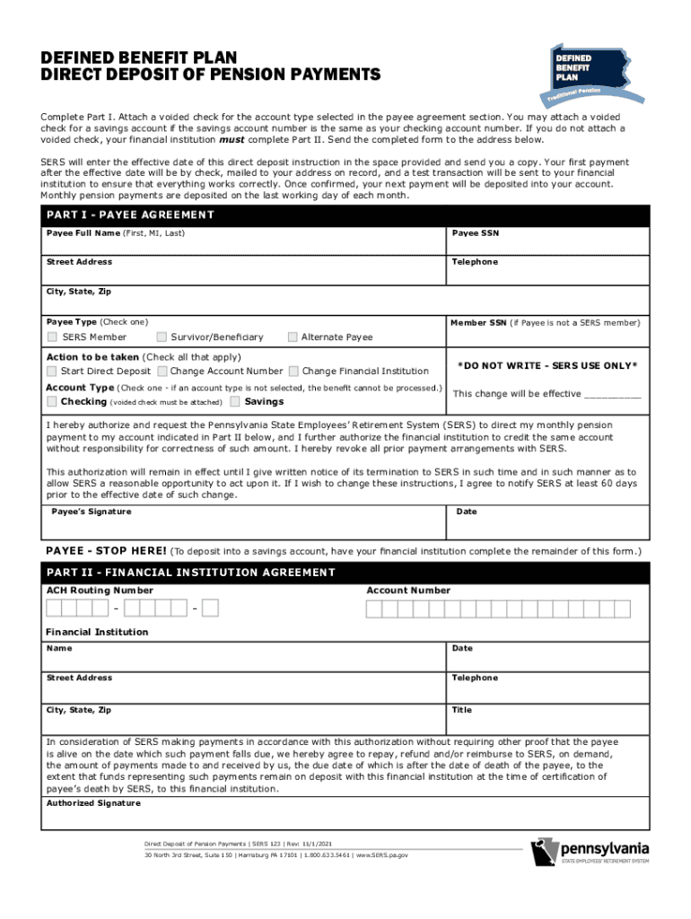  DEFINED BENEFIT PLAN DIRECT DEPOSIT of PENSION 2021-2024