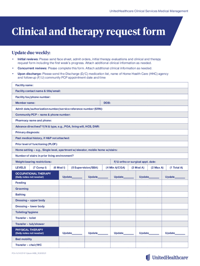 Www pdfFiller Com467609692 Uhc Clinical AndUhc Clinical and Therapy Request Form Fill Online