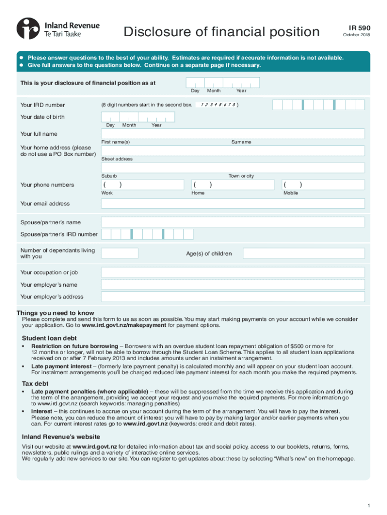  Disclosure of Financial Position IR 590 October 20 2018-2024