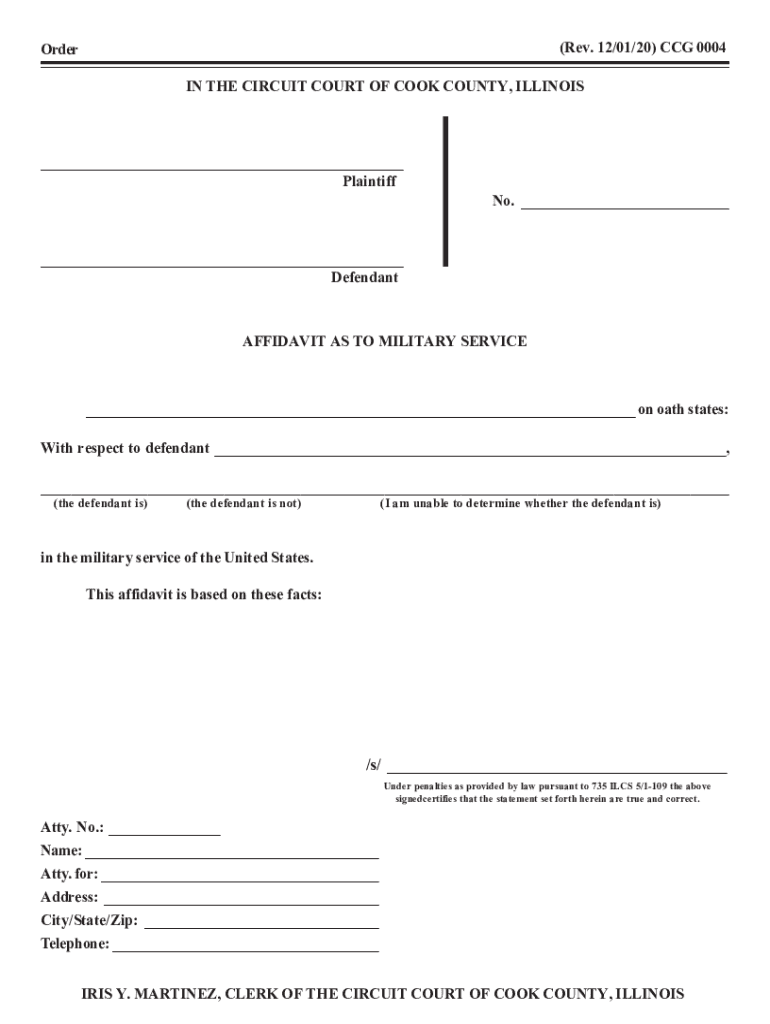 Fillable Online CCG N645 01 04 10 Cook County Clerk of  Form