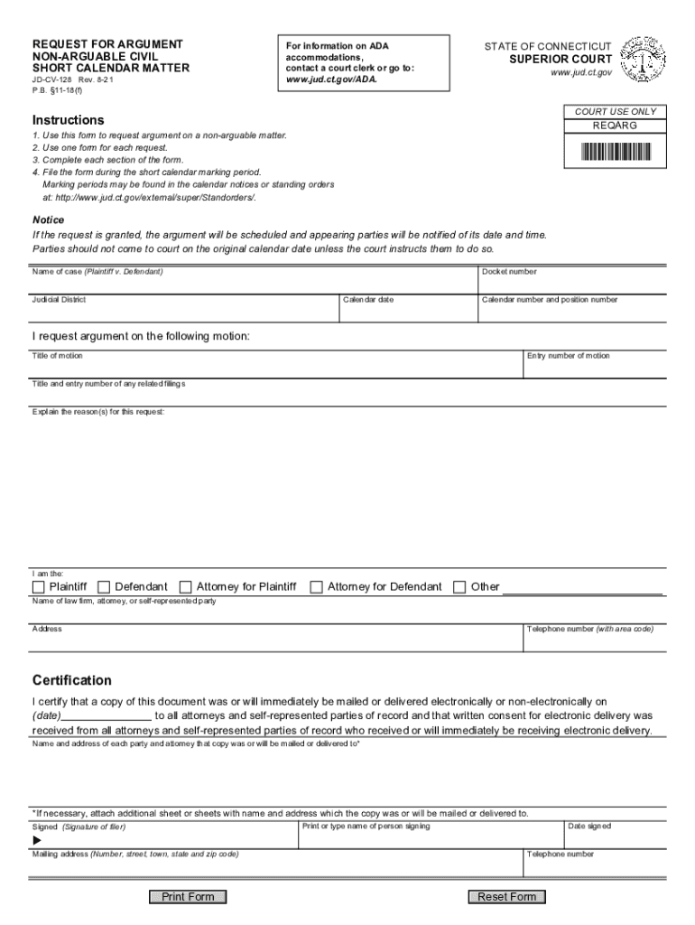  Form JD CV 128 &amp;quot;Request for Argument Non Arguable Civil 2021-2024