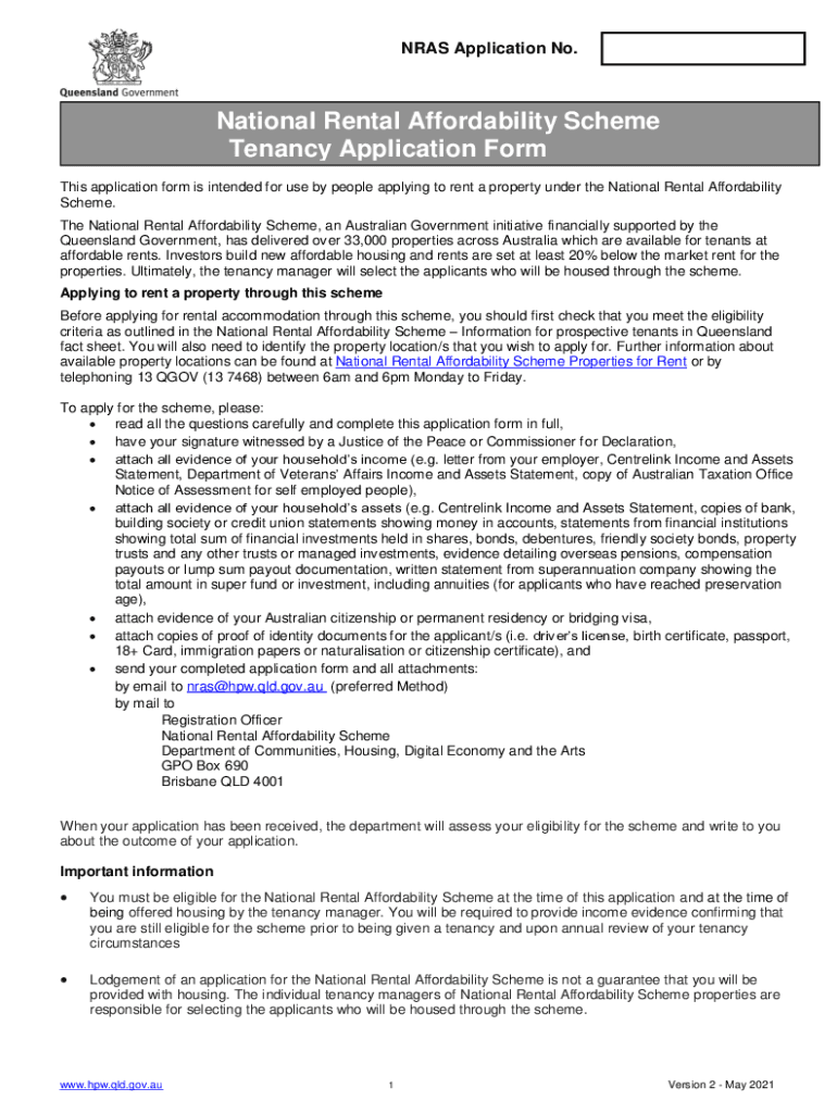 National Rental Affordability Scheme  Form